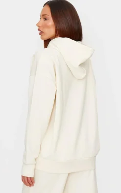 PRETTYLITTLETHING Cream Premium Embossed Oversized Hoodie