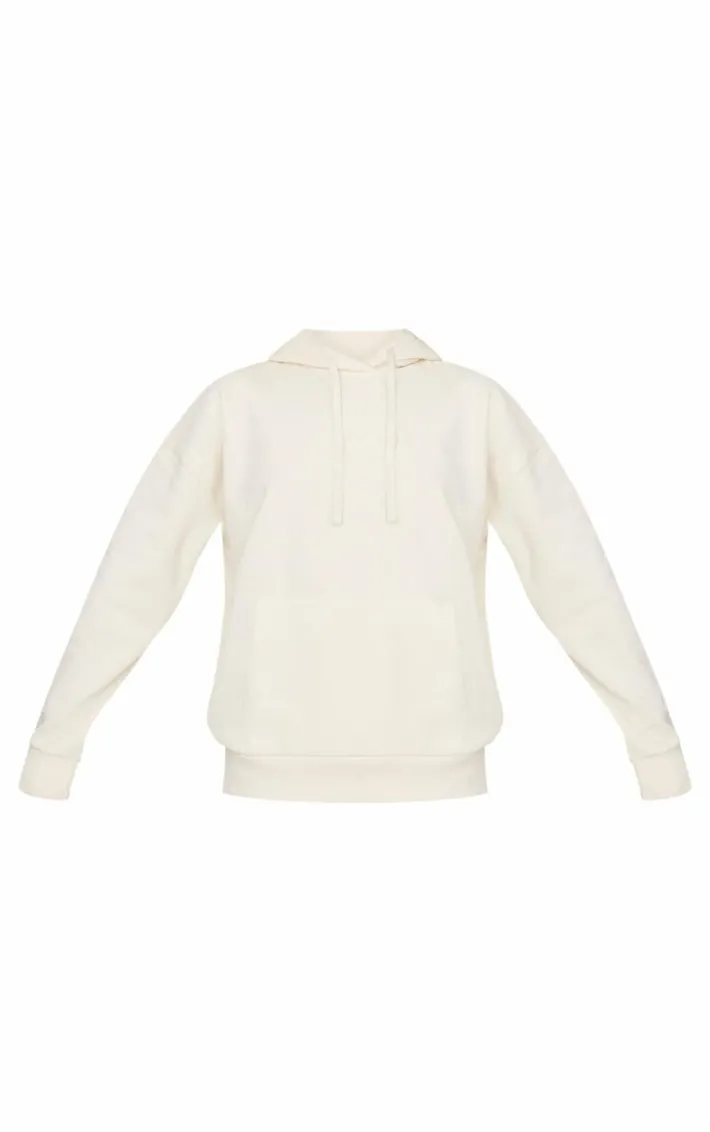 PRETTYLITTLETHING Cream Premium Embossed Oversized Hoodie