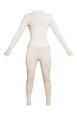 PrettyLittleThing Athletic Jackets*Ski Seamless Rib Crop Jacket & Leggings Set