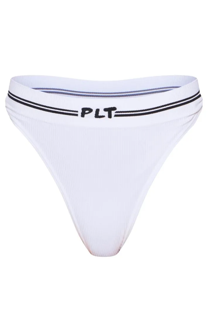 PRETTYLITTLETHING Cream Seamless Ribbed Thong