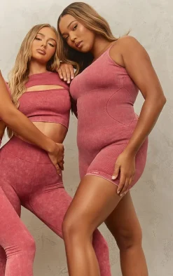 PrettyLittleThing Seamless Gym Wear*Plus Acid Wash Seamless Gym Unitard