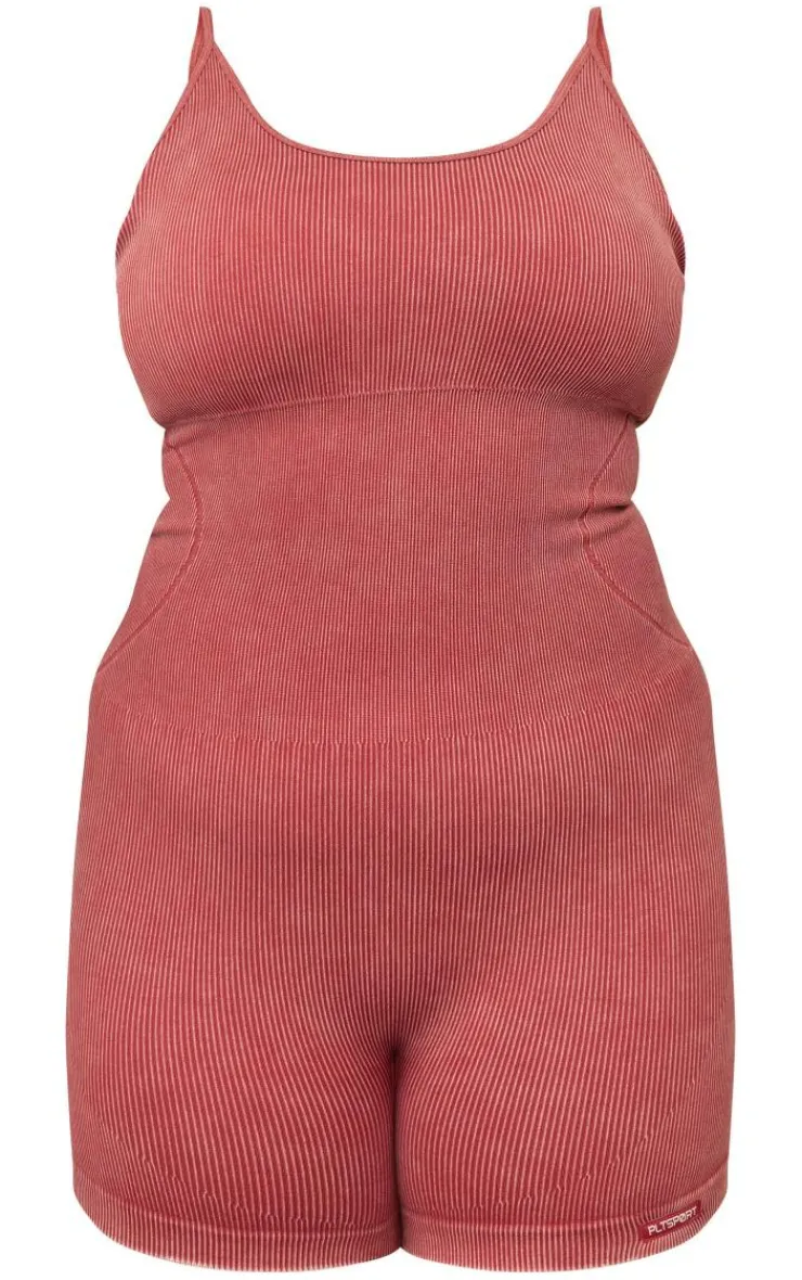 PrettyLittleThing Seamless Gym Wear*Plus Acid Wash Seamless Gym Unitard