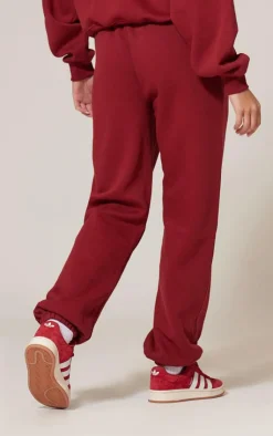 Clearance PrettyLittleThing Borg Applique Cuffed Sweatpants Dark Red