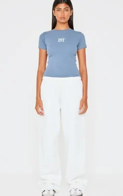 PrettyLittleThing T-Shirts*Ribbed Embroidered Short Sleeve T Shirt