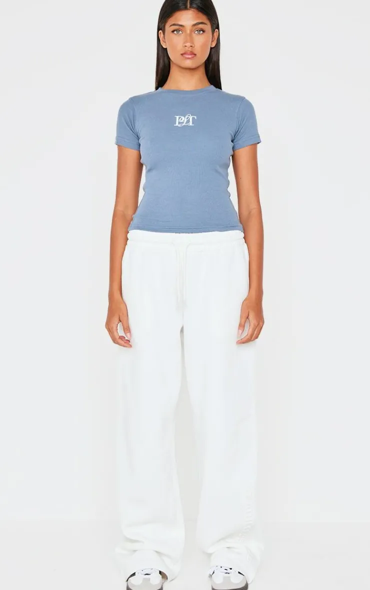 PrettyLittleThing T-Shirts*Ribbed Embroidered Short Sleeve T Shirt
