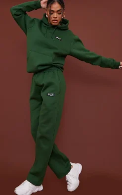Sale PrettyLittleThing Logo Badge Detail Straight Leg Sweatpants Forest Green