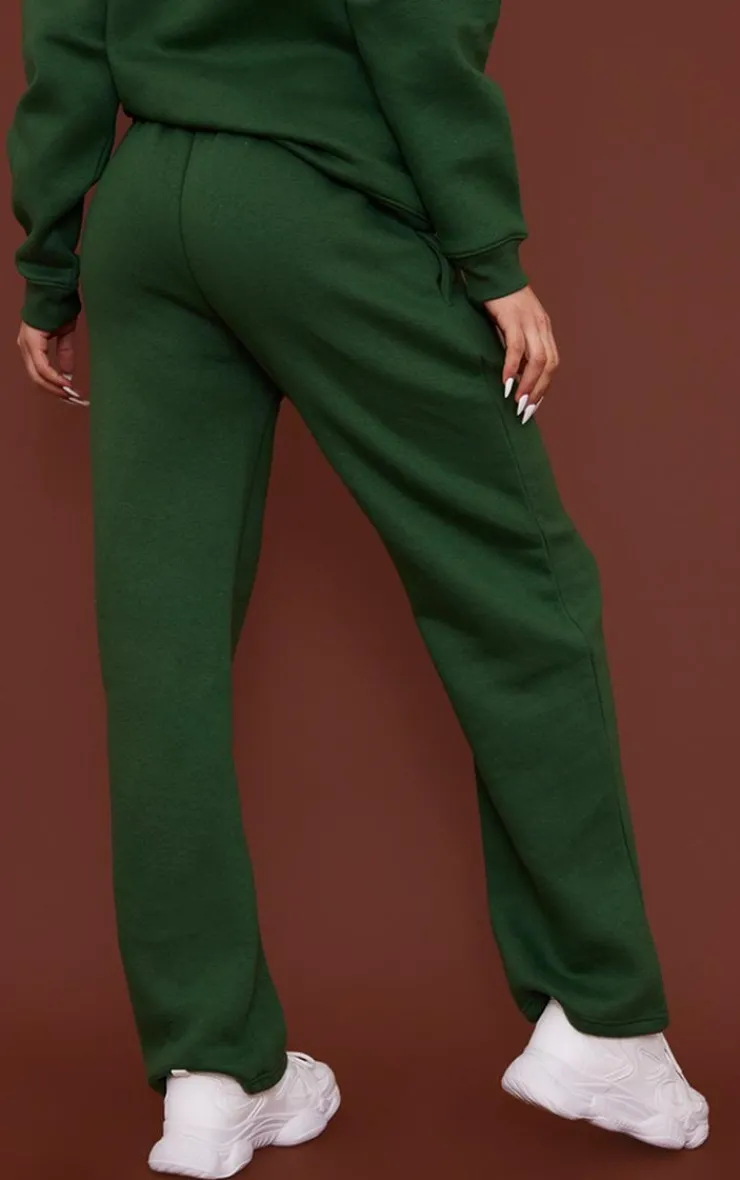 Sale PrettyLittleThing Logo Badge Detail Straight Leg Sweatpants Forest Green