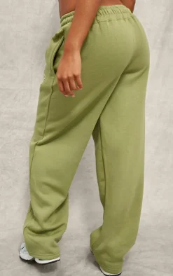 Clearance PrettyLittleThing Embroidered Wide Leg Sweatpants Green