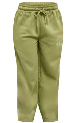 Clearance PrettyLittleThing Embroidered Wide Leg Sweatpants Green