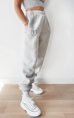 PRETTYLITTLETHING Grey Graphic Established Casual Sweatpants