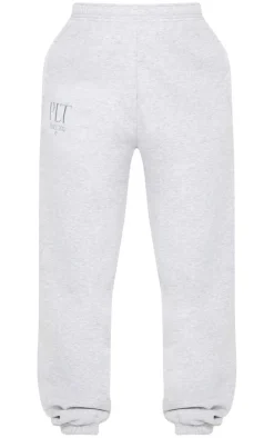 PRETTYLITTLETHING Grey Graphic Established Casual Sweatpants