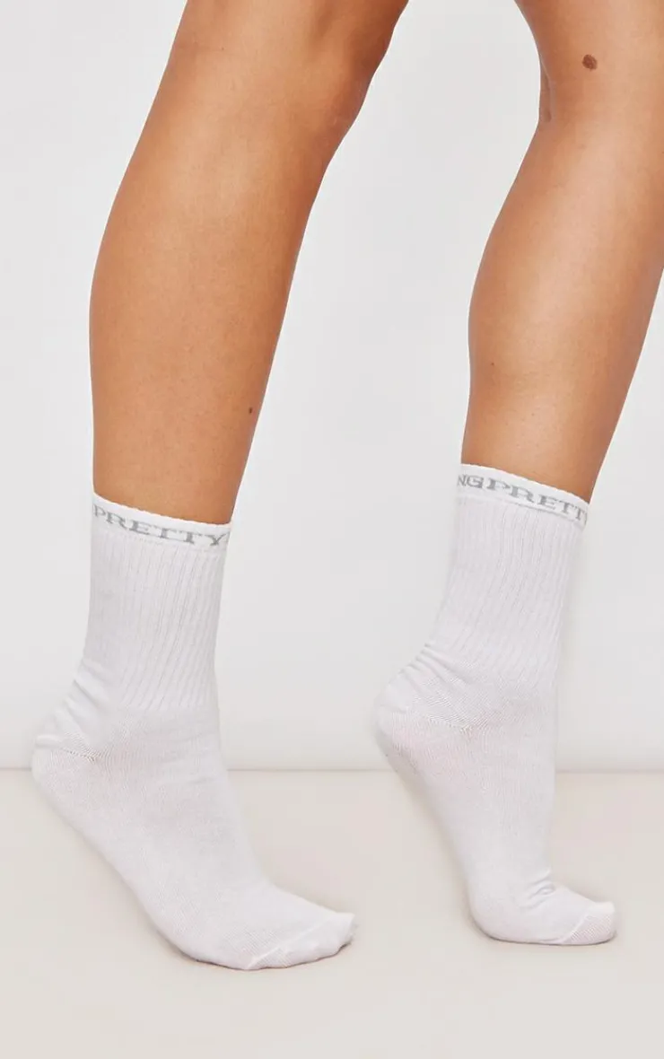 PrettyLittleThing Socks*Logo 2 Pack Socks