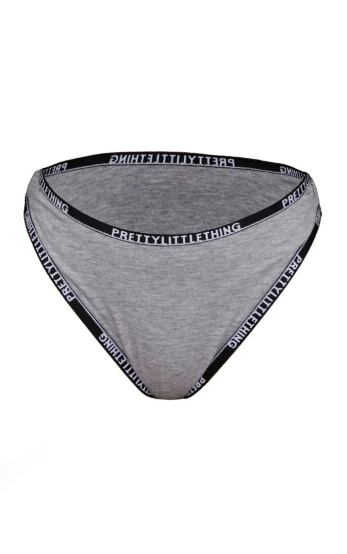 PRETTYLITTLETHING Grey Marl Tape Jersey Panties