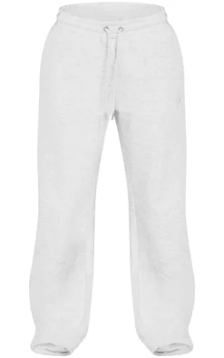 PrettyLittleThing Embroidered Graphic Wide Leg Sweatpants Grey Marl