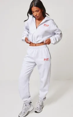 Discount PrettyLittleThing Oversized Cuffed Sweatpants Grey Marl