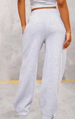 Sale PrettyLittleThing Heart Printed Wide Leg Sweatpants Grey Marl