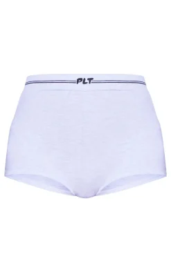 PRETTYLITTLETHING Grey Marl Tape High Waist Briefs