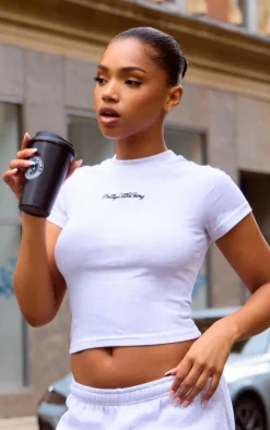 PrettyLittleThing T-Shirts*Plt Embroidered Baby Doll Tee