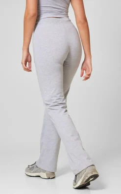 Discount PrettyLittleThing Badge Low Rise Straight Leg Pants Grey Marl