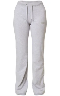 Discount PrettyLittleThing Badge Low Rise Straight Leg Pants Grey Marl