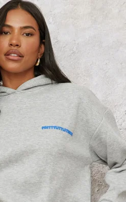 PRETTYLITTLETHING Grey Puff Back Print Hoodie
