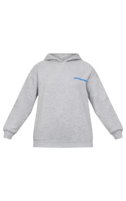 PRETTYLITTLETHING Grey Puff Back Print Hoodie