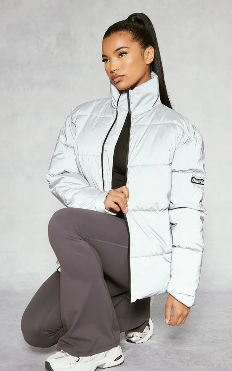 PrettyLittleThing Puffer Jackets*Reflective Panelled Puffer Coat