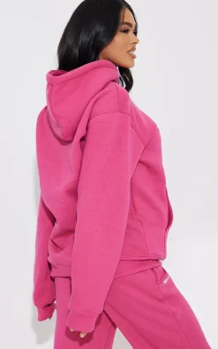 Sale PrettyLittleThing Embroidery Graphic Hoodie Hot Pink
