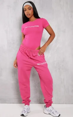 Clearance PrettyLittleThing High Waist Cuffed Sweatpant Hot Pink