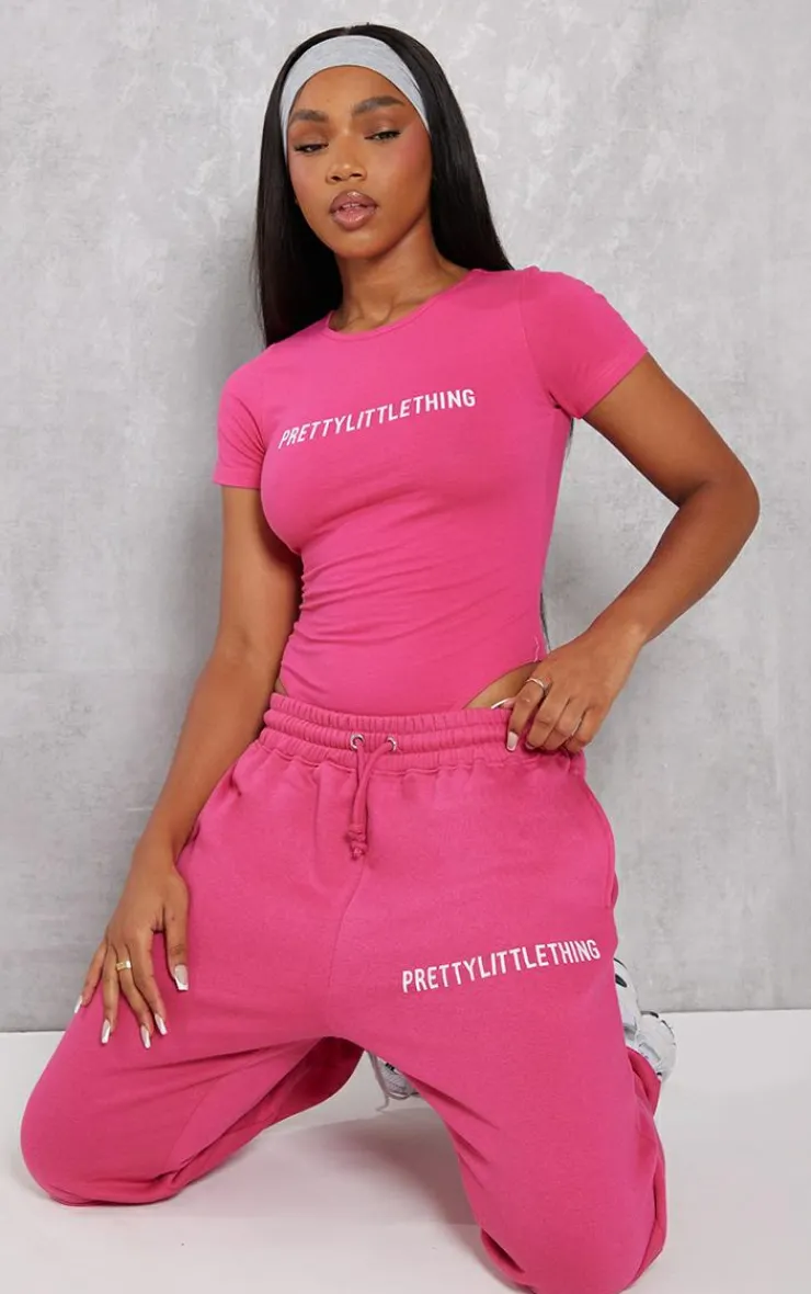 Clearance PrettyLittleThing High Waist Cuffed Sweatpant Hot Pink
