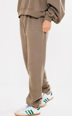 Best PrettyLittleThing Embroidered Oversized Cuffed Sweatpants Khaki
