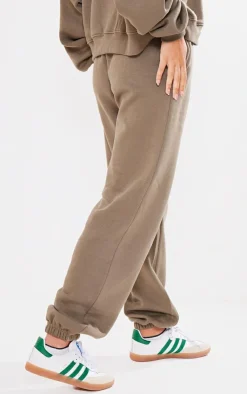 Best PrettyLittleThing Embroidered Oversized Cuffed Sweatpants Khaki