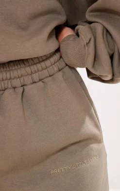 Best PrettyLittleThing Embroidered Oversized Cuffed Sweatpants Khaki