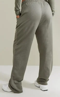 Sale PrettyLittleThing Straight Leg Logo Sweatpants Khaki