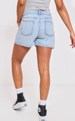 PRETTYLITTLETHING Light Blue Wash Mom Denim Shorts