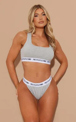 PRETTYLITTLETHING Light Grey Racer Back Bra