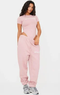 PrettyLittleThing Graphic Sweatsuits*Logo Short Sleeve Bodysuit