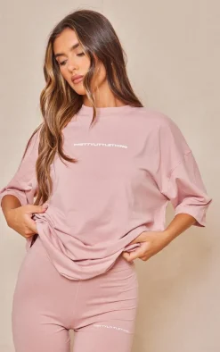 Clearance PrettyLittleThing Printed Oversized T-shirt Light Pink