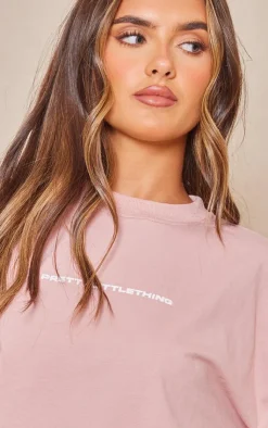 Clearance PrettyLittleThing Printed Oversized T-shirt Light Pink