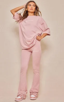 Clearance PrettyLittleThing Printed Flared Pants Light Pink