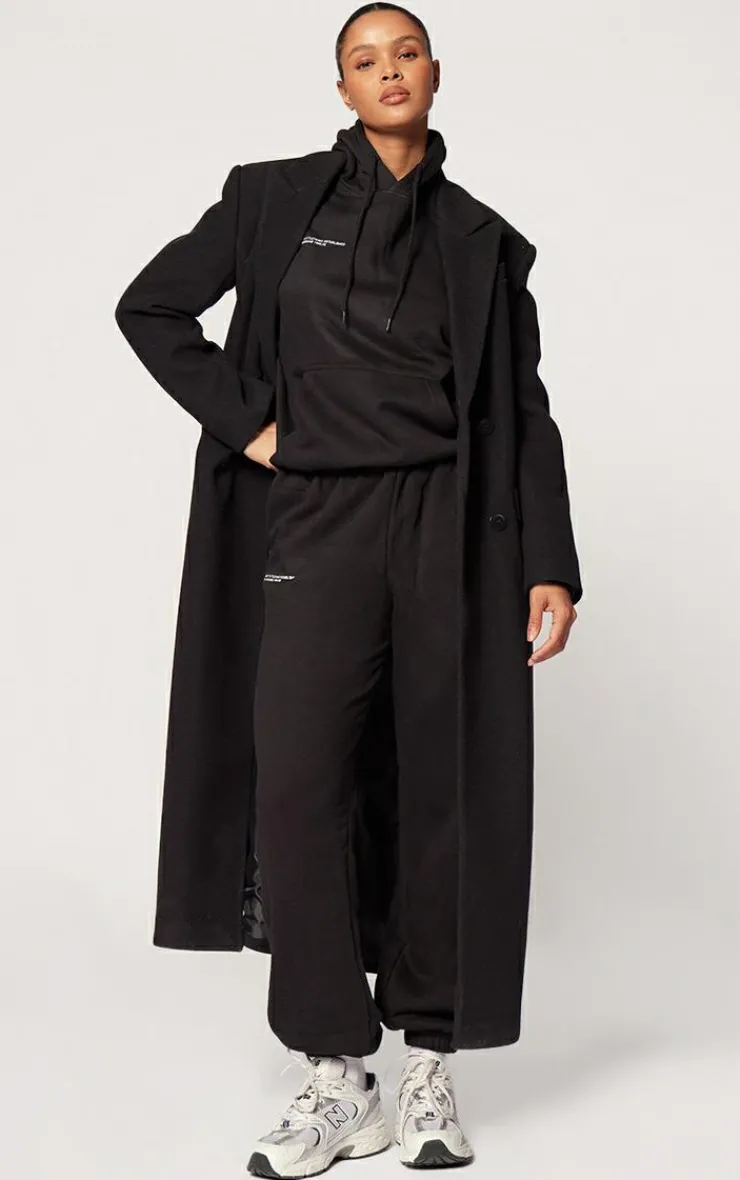 PrettyLittleThing Black Sweatsuits*Logo Est 2012 Cuffed Sweatpants