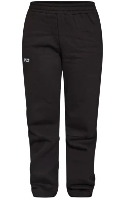 PrettyLittleThing Black Sweatsuits*Logo Badge Detail Straight Sweatpants