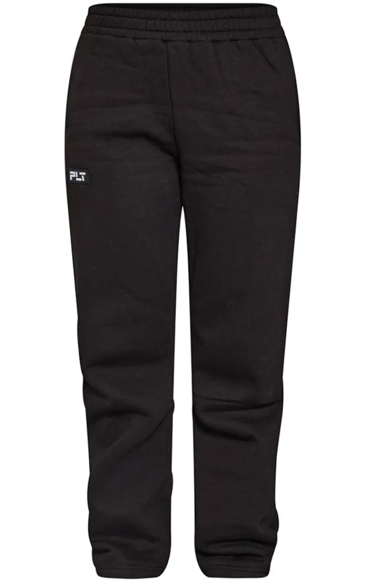 PrettyLittleThing Black Sweatsuits*Logo Badge Detail Straight Sweatpants