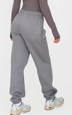 Online PrettyLittleThing Logo Est 2012 Cuffed Sweatpants Charcoal Grey