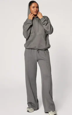 Online PrettyLittleThing Logo Est 2012 Oversized Fit Hoodie Charcoal Grey