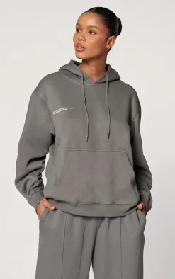 Online PrettyLittleThing Logo Est 2012 Oversized Fit Hoodie Charcoal Grey
