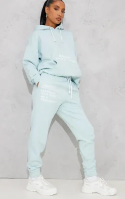 Clearance PrettyLittleThing Logo Graphic Printed Sweatpants Light Blue