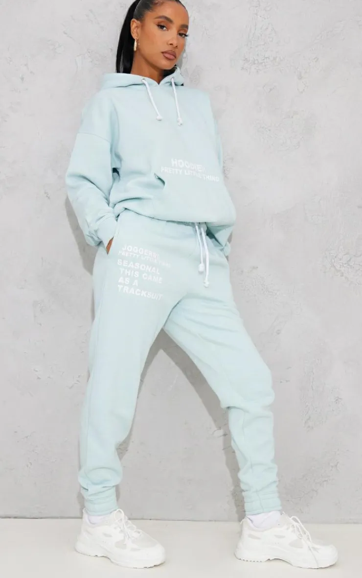 Clearance PrettyLittleThing Logo Graphic Printed Sweatpants Light Blue