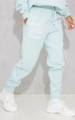 Clearance PrettyLittleThing Logo Graphic Printed Sweatpants Light Blue