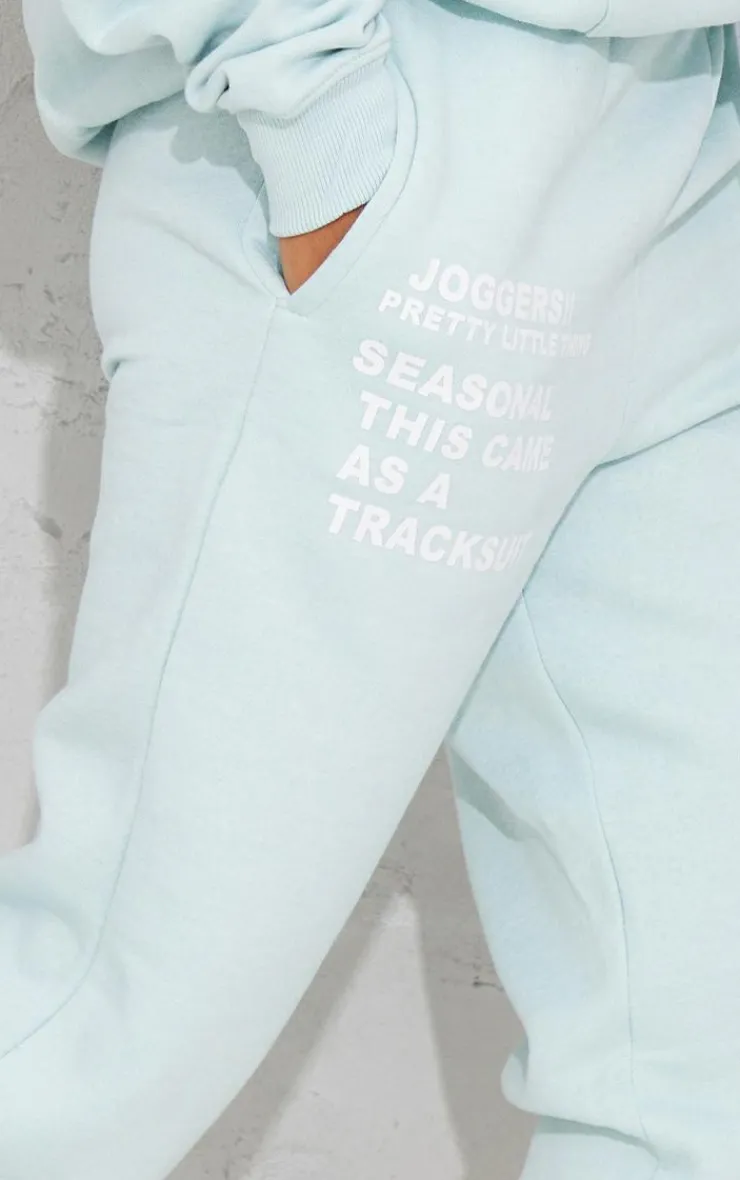 Clearance PrettyLittleThing Logo Graphic Printed Sweatpants Light Blue